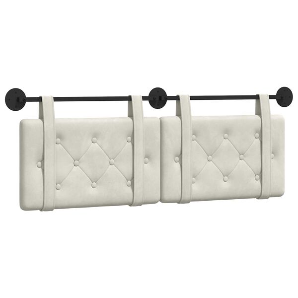 vidaXL Testata appesa Montaggio a parete Crema 130 x 55 x 5 cm Velluto