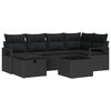 vidaXL Set di divani 7 pz Nero polyrattan