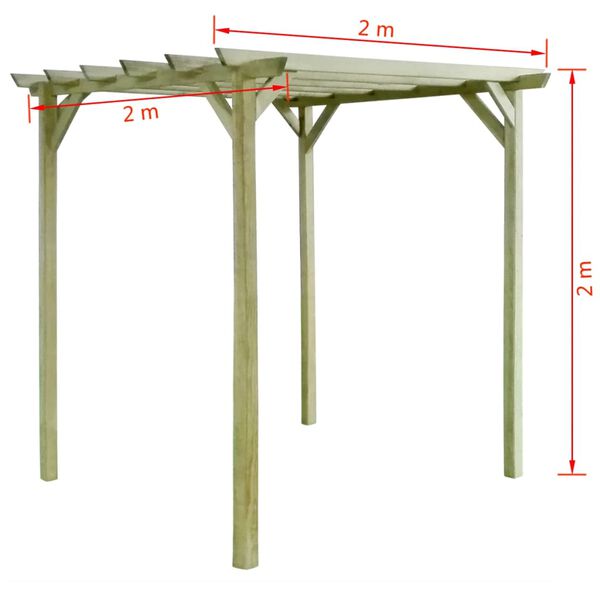 vidaXL Pergolato da Giardino 2x2x2 m in Legno di Pino Impregnato