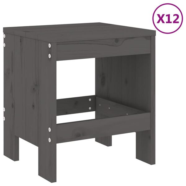 vidaXL Set da Pranzo per Giardino 13pz Grigio Legno Massello di Pino