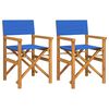 vidaXL Sedie da Regista Pieghevoli 2 pz Blu in Legno Massello di Teak