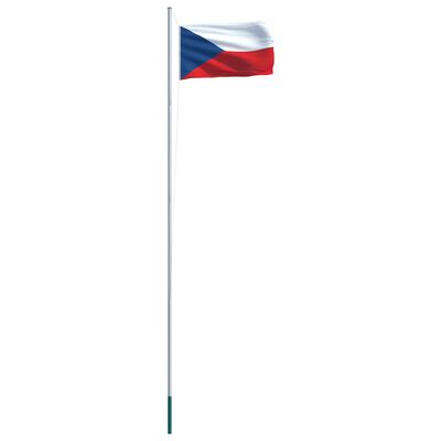 vidaXL Bandiera della Cechia con Pennone in Alluminio 6,2 m