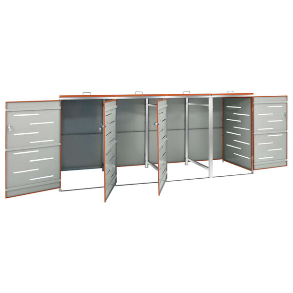 vidaXL Copri Bidoni Pattume Quadruplo 276,5x77,5x112,5 cm Acciaio Inox