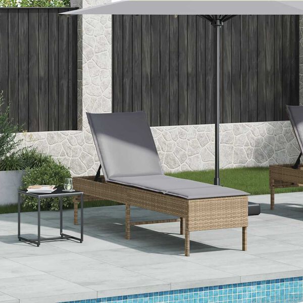 vidaXL Lettino Prendisole con Cuscini Beige 55x200x44 cm in Polyrattan