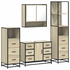 vidaXL Set Mobili da Bagno 4 pz Rovere Sonoma in Legno Multistrato