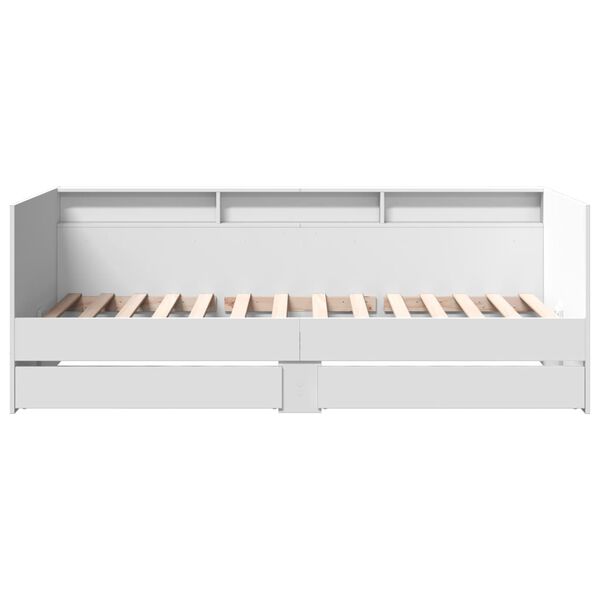 vidaXL Divano Letto con Cassetti senza Materasso Bianco 90x190 cm
