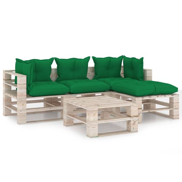 vidaXL Set Salotto Giardino su Pallet Cuscini 5 pz in Legno di Pino