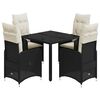 vidaXL Set Bistr&ograve; da Giardino 5 pz con Cuscini in Polyrattan Nero