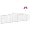 vidaXL Cesti Gabbioni ad Arco 9 pz 400x30x80/100 cm Ferro Zincato
