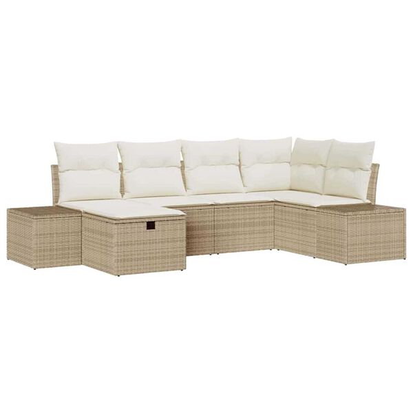 vidaXL Set Divano da Giardino 6 pcs Beige 55 x 62 x 69 cm Poly Rattan