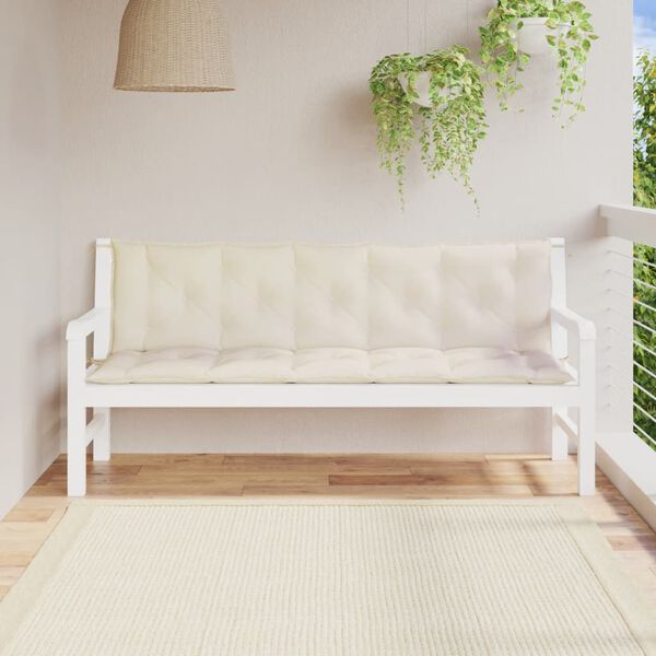 vidaXL Cuscini Panca Giardino 2pz Bianco Crema 180x50x7 Tessuto Oxford
