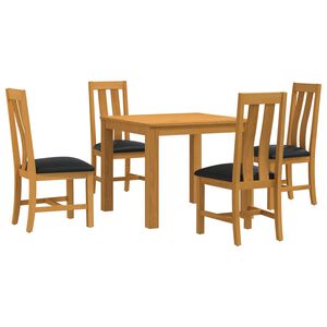 vidaXL Set da pranzo 5 pz Nero Legno di Quercia Massello
