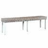 vidaXL Panca 160 cm Bianca in Rattan Naturale Kubu e Massello di Mango