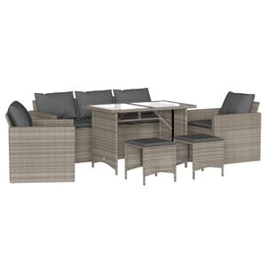 vidaXL Set Divano da Giardino 6pz con Cuscini Grigio Chiaro Polyrattan