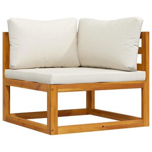 vidaXL Divano Angolare Modulare Cuscini Bianco Crema Massello d'Acacia