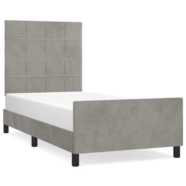 vidaXL Giroletto senza Materasso Grigio Chiaro 100x200 cm Velluto