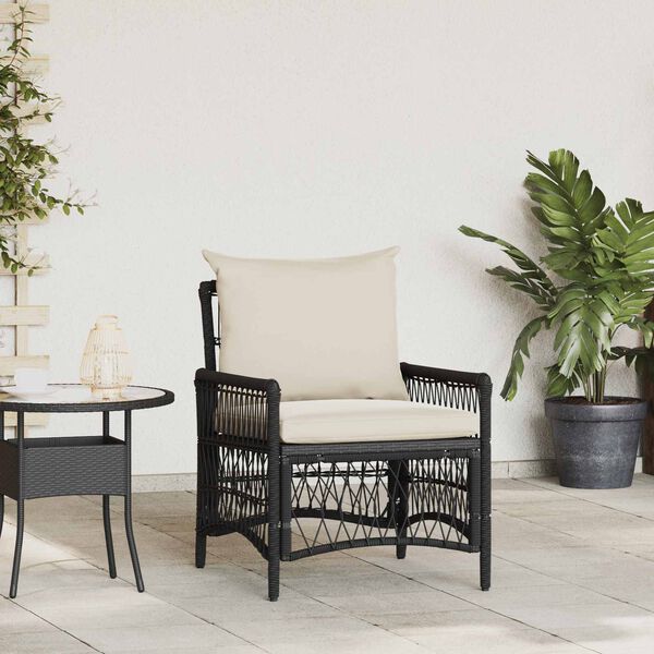 vidaXL Sedia da Giardino con cuscino Nero 73 x 61 x 77 cm polyrattan