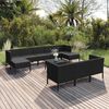 vidaXL Set Divani da Giardino 11 pz con Cuscini in Polyrattan Nero