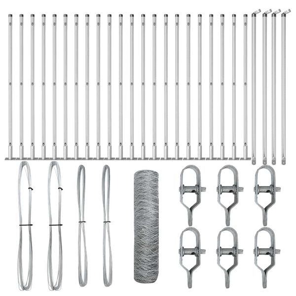 vidaXL Palo della recinzione Argento 50 x 0,4 m (rete 50 mm) Acciaio