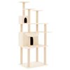 vidaXL Albero per Gatti con Tiragraffi in Sisal Crema 166 cm