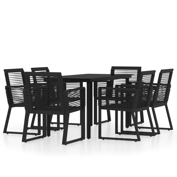 vidaXL Set Mobili da Pranzo per Giardino 7 pz Nero