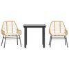 vidaXL Set da Pranzo da Giardino 3pz con Cuscini Polyrattan Vetro