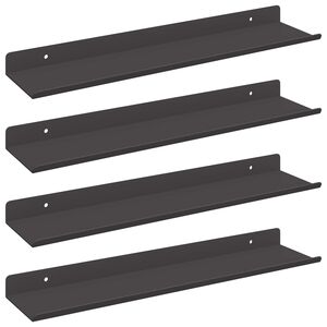 vidaXL Mensola sospesa 4 pcs Nero 40 x 8,5 x 2,5 cm Acciaio