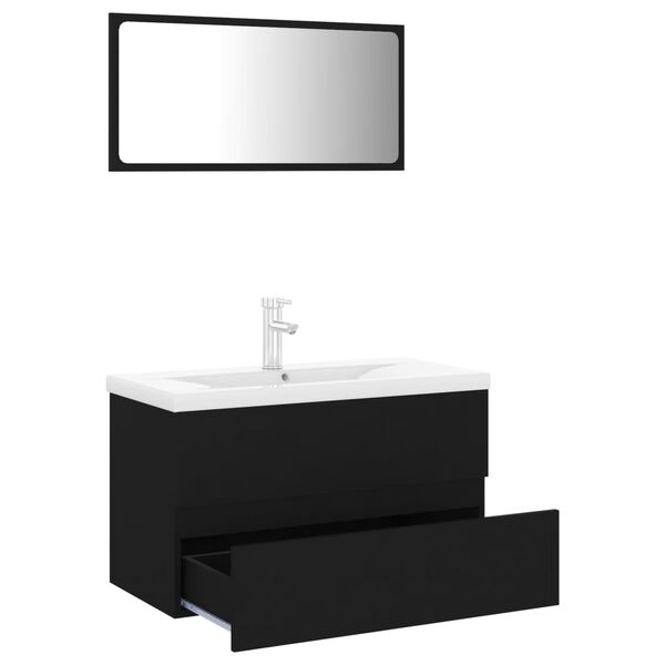 vidaXL Set Mobili da Bagno Nero in Legno Multistrato