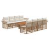 vidaXL Set Divano da Giardino 9 pz Naturale e Bianco Crema polyrattan