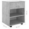 vidaXL Mobiletto con Ruote Grigio Cemento 46x36x59cm Legno Multistrato
