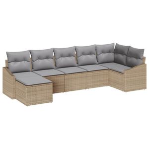 vidaXL Set Divano da Giardino 7 pcs Beige e Grigio Chiaro polyrattan