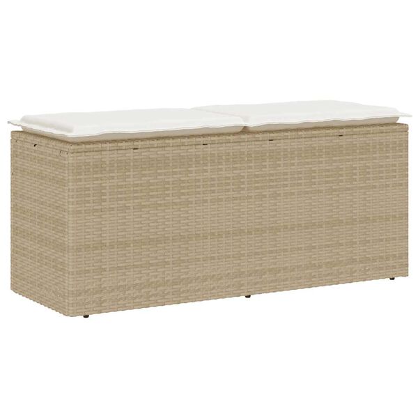 vidaXL Panca da Giardino con Cuscino Beige 110x40x44 cm in Polyrattan