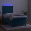 vidaXL Letto a Molle con Materasso e LED Blu Scuro 90x190cm in Velluto