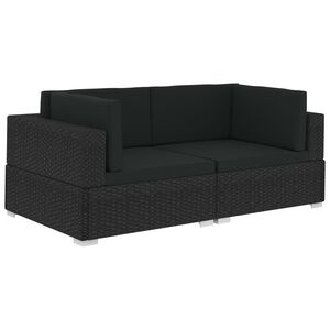 vidaXL Poltrone Modulari ad Angolo con Cuscini 2 pz Polyrattan Nero