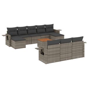 vidaXL Set Divani da Giardino 11 pz con Cuscini in Polyrattan Grigio