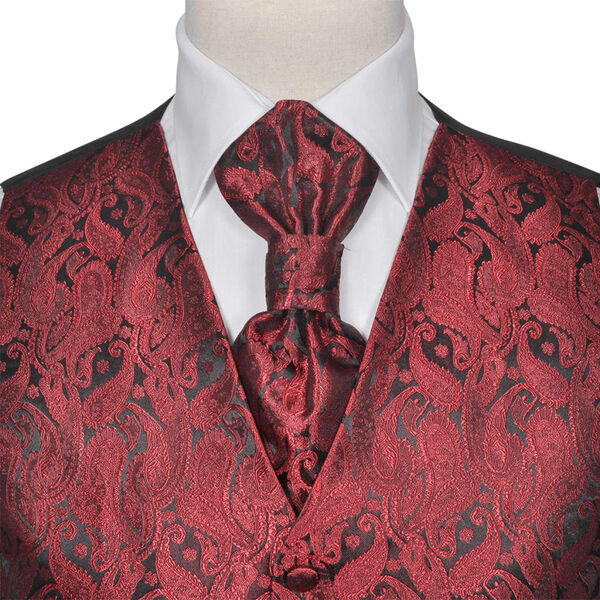 vidaXL Set Gilet da Nozze da Uomo Paisley Elegante Taglia 54 Borgogna
