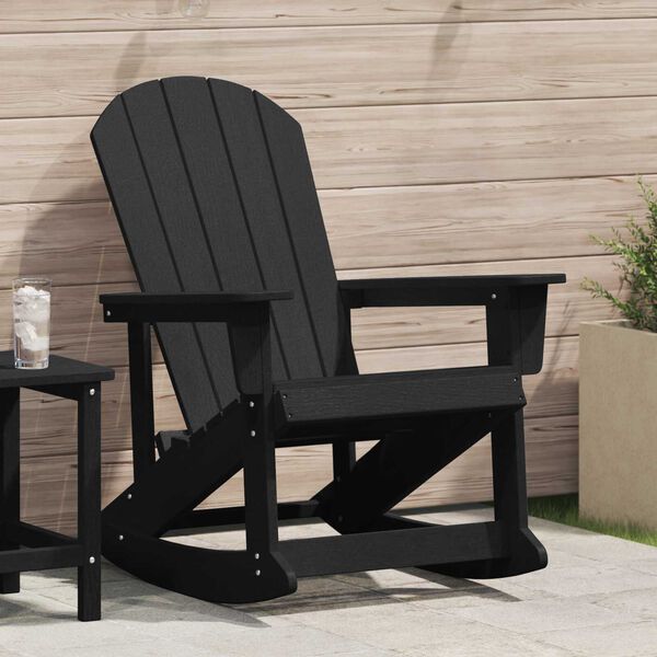 vidaXL Poltrona a dondolo Adirondack Nero 92 x 73.5 x 92 cm HDPE