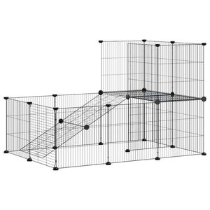 vidaXL Gabbia per Animali 20 Pannelli con Porta Nera 35x35 cm Acciaio