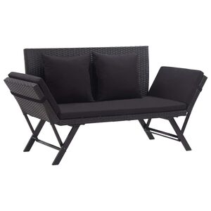 vidaXL Panchina da Giardino con Cuscini 176 cm Nera in Polyrattan