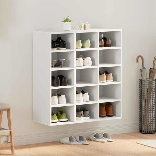 vidaXL Mobile per scarpe Bianco 77,5 x 30 x 83,5 cm Legno multistrato
