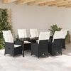 vidaXL Set da Pranzo per Giardino con cuscino 7 pcs Nero polyrattan
