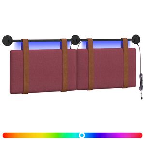 vidaXL Testiera sospesa Con luce LED Rosso Vino PU Antico