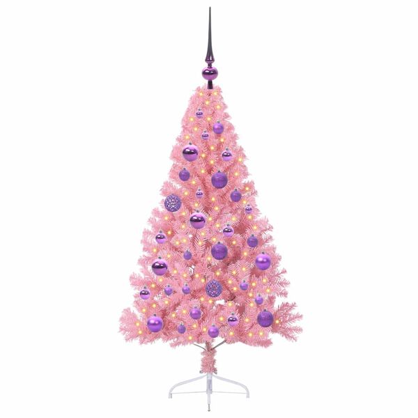 vidaXL Albero di Natale artificiale con luci integrate Rosa 120 cm PVC