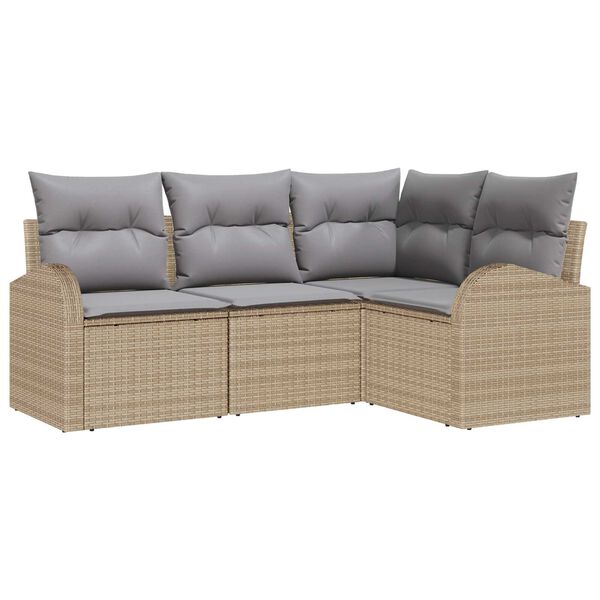 vidaXL Set Divano da Giardino Beige polyrattan