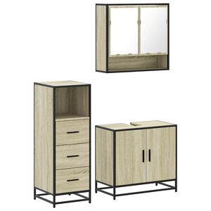 vidaXL Set Mobili da Bagno 3 pz Rovere Sonoma in Legno Multistrato