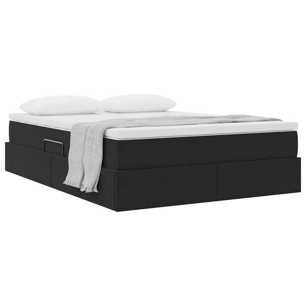 vidaXL Letto con contenitore e materasso Nero 140 x 190 cm Velluto
