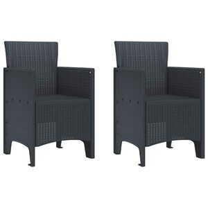 vidaXL Sedia da Giardino 2 pcs Antracite 53 x 49 x 85 cm Polipropilene