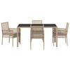 vidaXL Set da Pranzo per Giardino 5 pcs Beige polyrattan