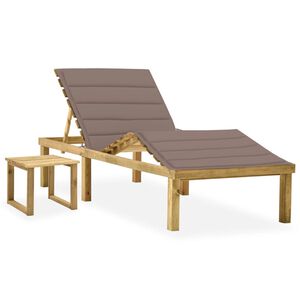 vidaXL Lettino da Giardino con Tavolino Cuscino Legno Pino Impregnato