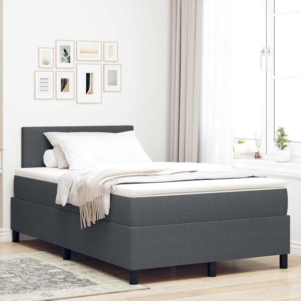 vidaXL Letto a molle Grigio Scuro e Bianco 203 x 120 x 88 cm